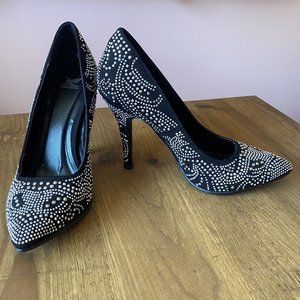 Shiekh Black & Rhinestone Heels